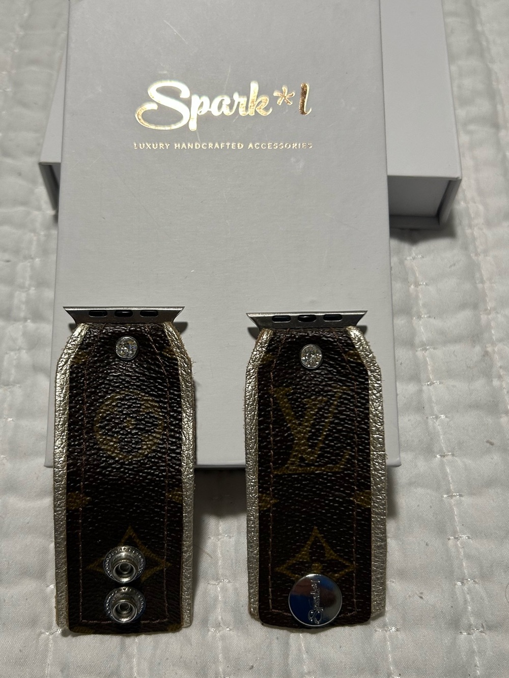 Spark*l Brown Monogram Leather Watch Band for Apple Watch